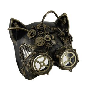 Steamkitty Metallic Finish Steampunk Cat Woman with Goggles Mask